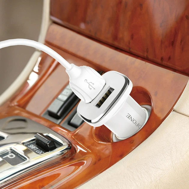 Автомобильное зарядное устройство Borofone BZ12 2 USB белое + кабель USB to MicroUSB - Фото 2 Автомобильное зарядное устройство Borofone BZ12 2 USB белое + кабель USB to MicroUSB - изображение 2
