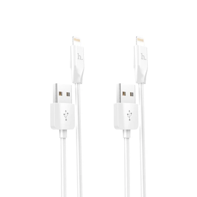 Кабель Hoco X1 2 кабелі USB to Lightning 1m білий - Фото 4 Кабель Hoco X1 2 кабелі USB to Lightning 1m білий - зображення 4