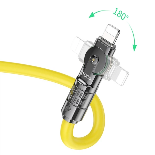 Кабель Hoco U118 з індикатором Type-C to Lightning PD 27W 1.2m жовтий - зображення 3
