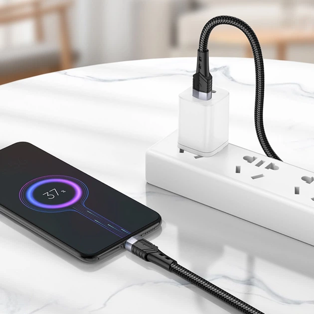 Кабель Borofone BU35 USB to MicroUSB 1.2m чорний - зображення 2