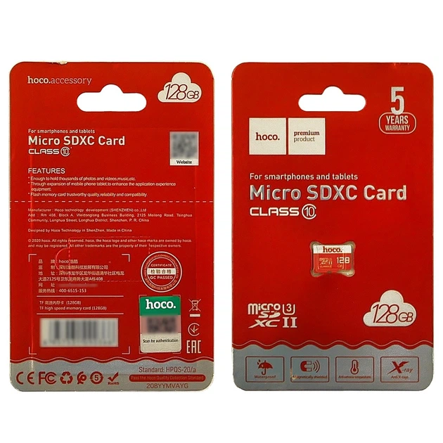 Карта пам'яті Hoco TF 128GB SDXC Class10 U3 USB3.0 high-speed помаранчевий - Фото 3 Карта пам'яті Hoco TF 128GB SDXC Class10 U3 USB3.0 high-speed помаранчевий - зображення 3