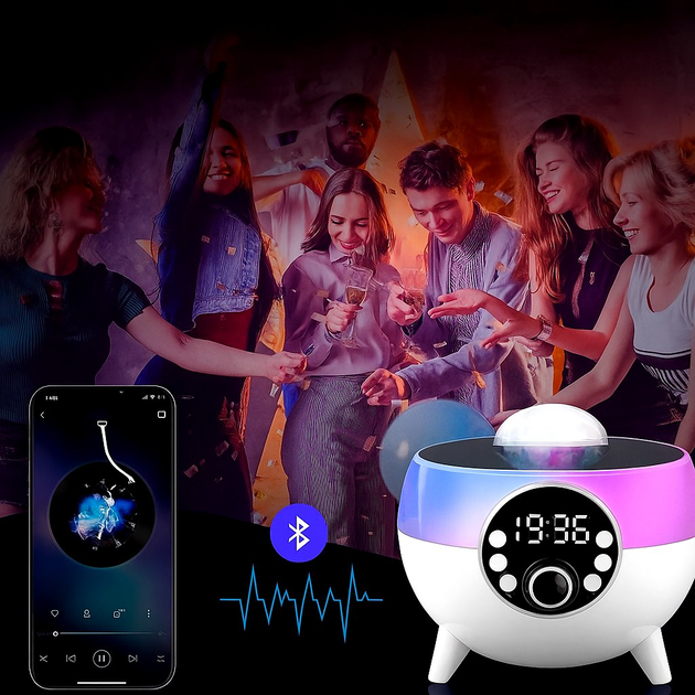 Диско-куля з колонкою 15 Вт Bluetooth USB microSD білий пластиковий для вечірок BT-2203 - зображення 2
