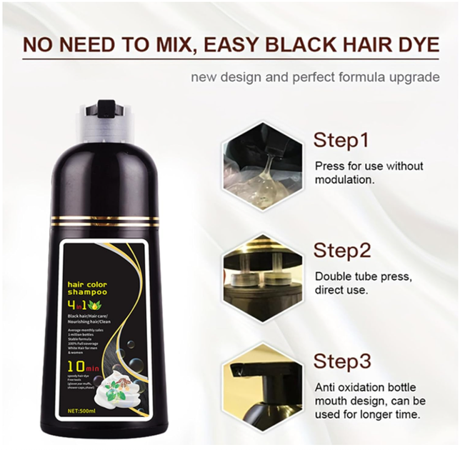 Шампунь фарба для волосся шоколадного кольору(зафарбовує сивину) - зображення 4