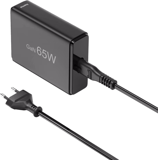 Zasilacz uniwersalny Hama GaN 65W PD/QC 2x USB-C 2x USB-A Black (201979) - obraz 2