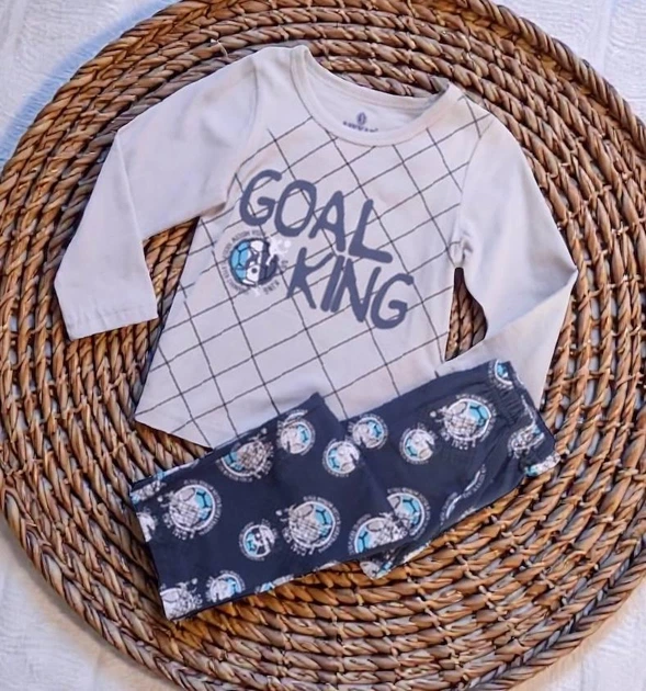 Дитяча піжама для хлопчика Baykar Goal King р 1 86-92 см 1-2 роки арт 9634-223 сірий - Фото 3 Дитяча піжама для хлопчика Baykar Goal King р 1 86-92 см 1-2 роки арт 9634-223 сірий - зображення 3