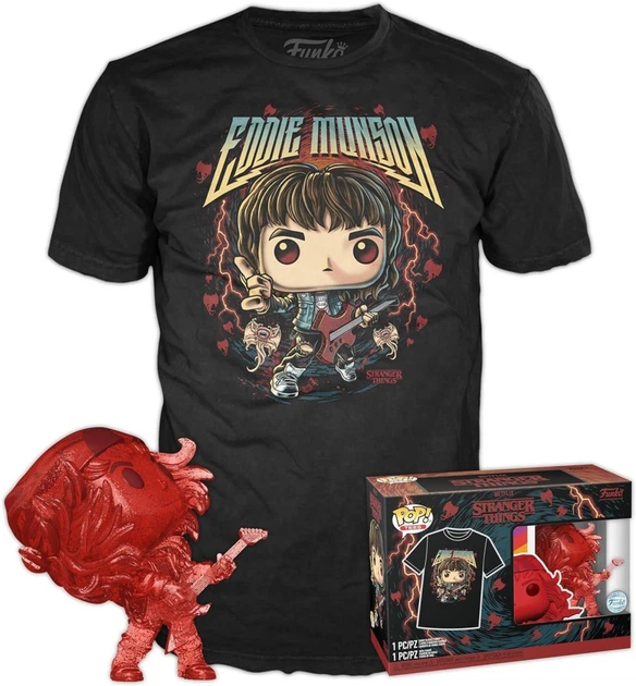 Набір Funko Pop! & Tee Stranger Things Фігурка Мисливець за чужими речами Едді з гітарою + футболка розмір M 79263 (889698792639) (955555912608583) - Уцінка - зображення 2