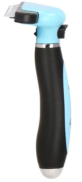 Szczotka do wyczesywania sierści Springos psa kota samoczyszcząca ostrze 10 cm Niebiesko-czarna (5907719419633) - obraz 6