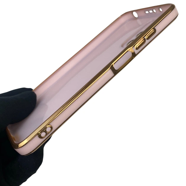 Чехол для Xiaomi Redmi 10 (4G) глянцевый с защитой камеры с золотой окантовкой пудровый - Фото 5 Чехол для Xiaomi Redmi 10 (4G) глянцевый с защитой камеры с золотой окантовкой пудровый - изображение 5