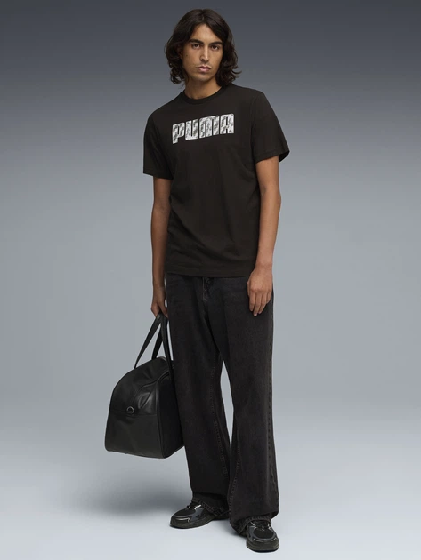 Футболка хлопковая длинная мужская Puma Essentials Graphics 69178701 S Black (4069161975448) - изображение 3
