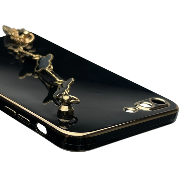 Чохол для телефона Apple iPhone 7 Plus жіночій із ремінцем на подарунок з прикрасами та золотою окантовкою чорний - Фото 6 Чохол для телефона Apple iPhone 7 Plus жіночій із ремінцем на подарунок з прикрасами та золотою окантовкою чорний - зображення 6
