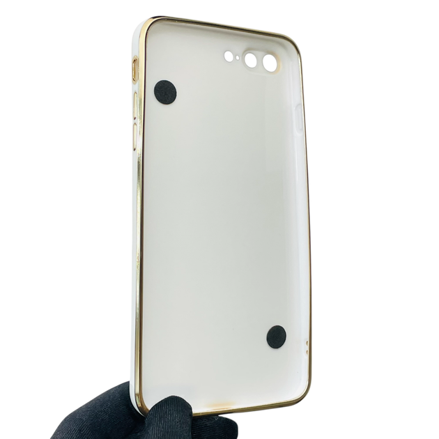 Чохол для телефона Apple iPhone 8 Plus жіночій із ремінцем на подарунок з прикрасами та золотою окантовкою білий - зображення 3