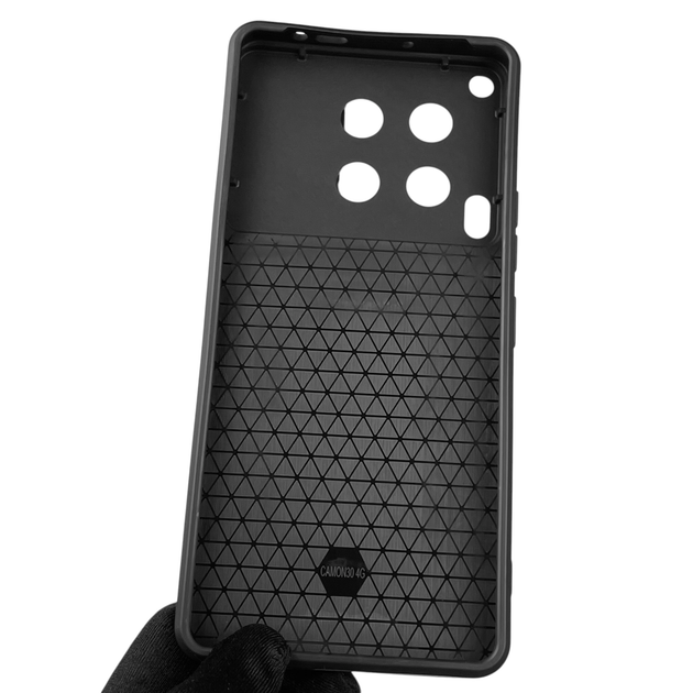 Чехол для Tecno Camon 30 (CL6) бронированный с кольцом-держателем со шторкой чёрный - изображение 3