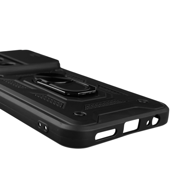 Чехол для Tecno Spark 30 Pro (KL7) бронированный с кольцом-держателем со шторкой чёрный - Фото 8 Чехол для Tecno Spark 30 Pro (KL7) бронированный с кольцом-держателем со шторкой чёрный - изображение 8