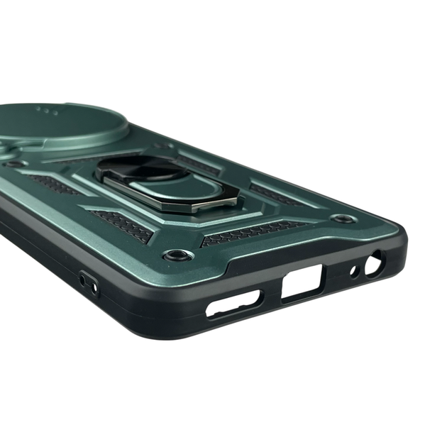 Чехол для Tecno Spark 30 (KL6) бронированный с кольцом-держателем со шторкой зелёный - изображение 8