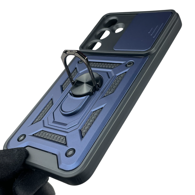 Чехол для Samsung Galaxy A16 5G (SM-A166) бронированный с кольцом-держателем со шторкой тёмно-синий - Фото 5 Чехол для Samsung Galaxy A16 5G (SM-A166) бронированный с кольцом-держателем со шторкой тёмно-синий - изображение 5