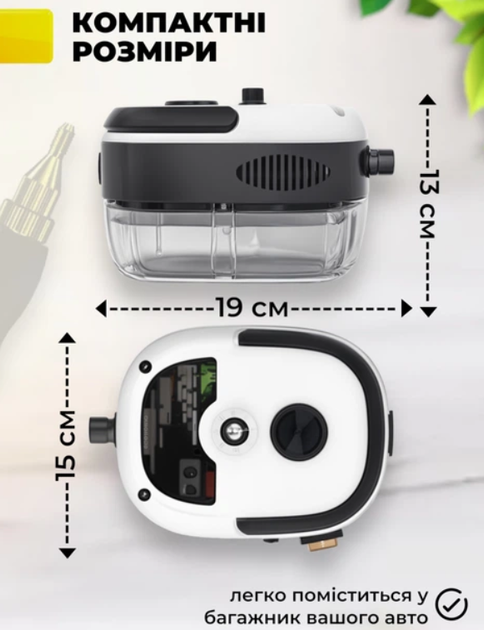 Пароочиститель с насадками Steam Cleaner 2500Вт 8насадок для чистки и стерилизации поверхностей белий - изображение 3