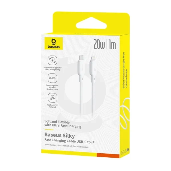 Кабель Baseus Silky Series Fast Charging Type-C - Lightning 20W/1m (P10377700213-00) white - изображение 2