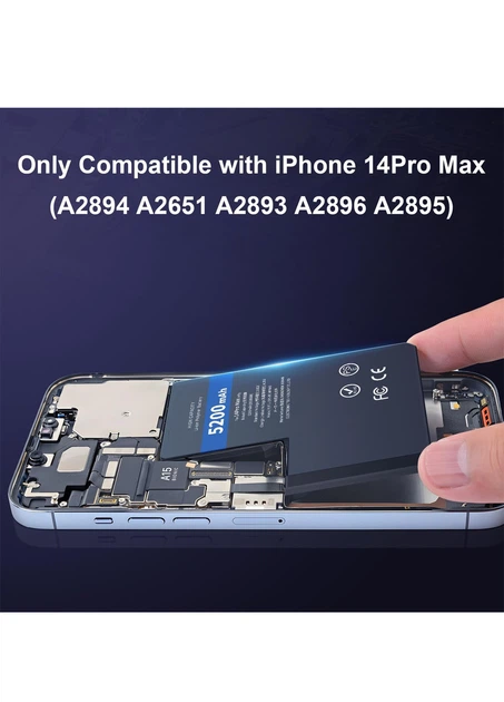 Усиленный аккумулятор для iPhone 14 Pro Max 5200 mAh с набором для установки комбинированный Amazon - изображение 2