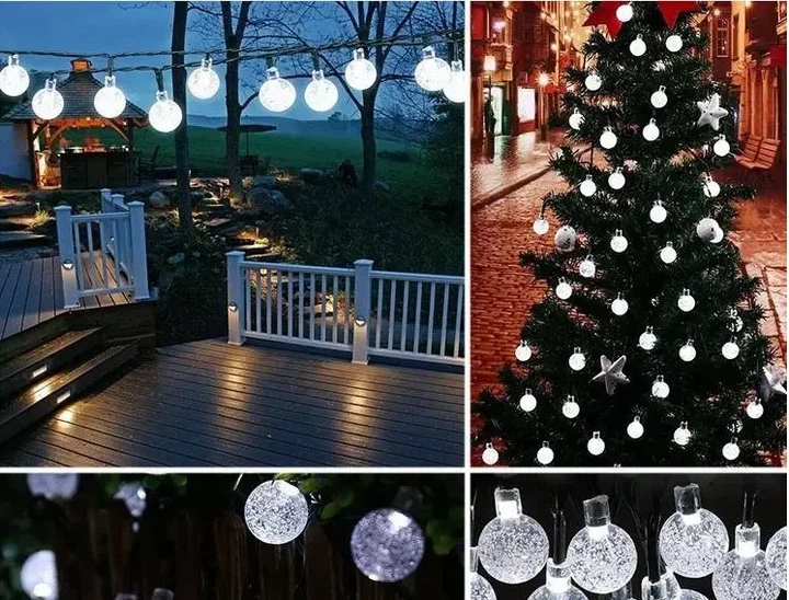 Новогодняя LED гирлянда "Хрустальные шарики" (13 м, 170 LED, Белый цвет) — Эффектное праздничное освещение - изображение 3