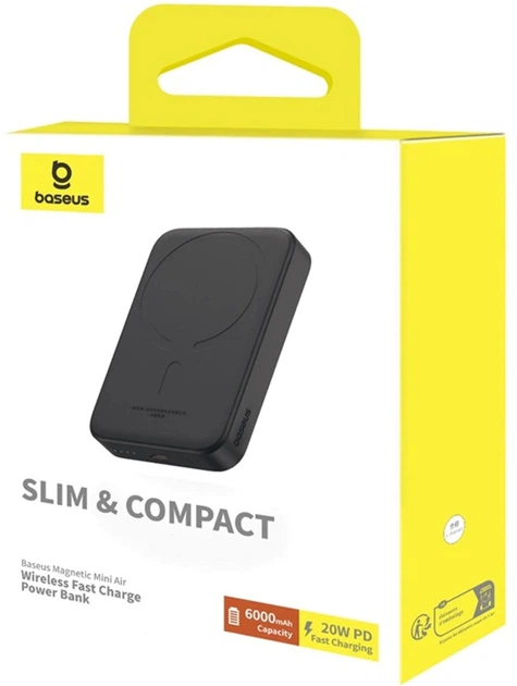 УМБ Baseus Magnetic Mini Air Wireless 6000mAh 20W Black (P10059002113-00) - зображення 9