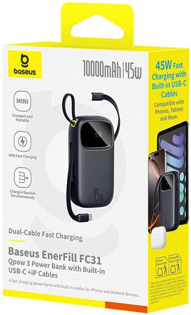 УМБ Baseus EnerFill FC31 10000 мАг 45 Вт Black (P10165800111-00) - зображення 3