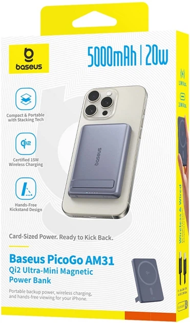 УМБ Baseus PicoGo AM31 5000 мАг 20 Вт Gray (P1007680B813-00) - зображення 5