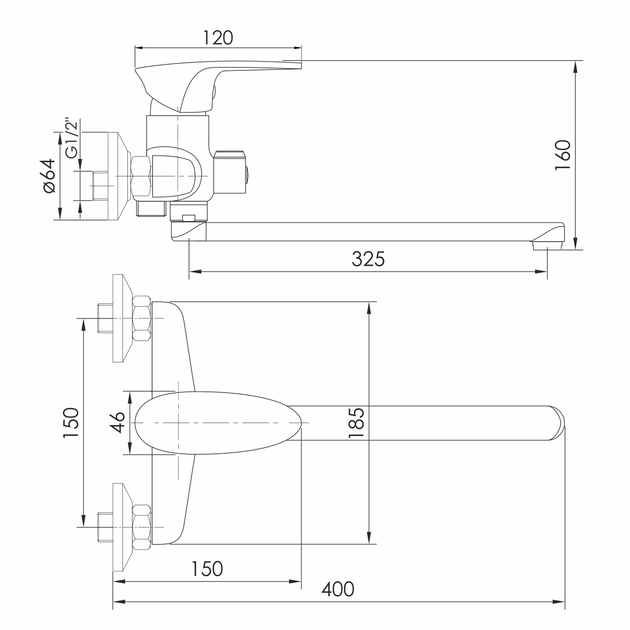 Смеситель для ванны с длинным изливом RJ COOL RJFA051-11CH, хром - Фото 2 Смеситель для ванны с длинным изливом RJ COOL RJFA051-11CH, хром - изображение 2