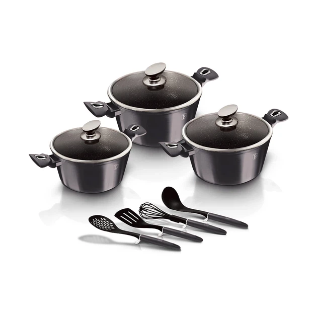 Набір посуду 10 предметів Berlinger Haus Metallic Line Carbon Pro Edition мармурове покриття (BH-6919) - Фото 3 Набір посуду 10 предметів Berlinger Haus Metallic Line Carbon Pro Edition мармурове покриття (BH-6919) - зображення 3