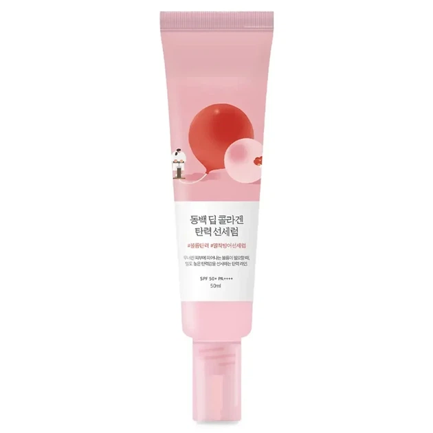 Солнцезащитная сыворотка с коллагеном ROUND LAB Camellia Deep Collagen Firming Sun Serum 50 мл - изображение 4