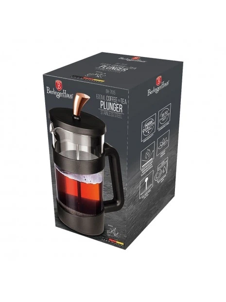 Френч-пресс 600 мл Berlinger Haus Black Rose Collection (BH-7615) - Фото 5 Френч-пресс 600 мл Berlinger Haus Black Rose Collection (BH-7615) - изображение 5