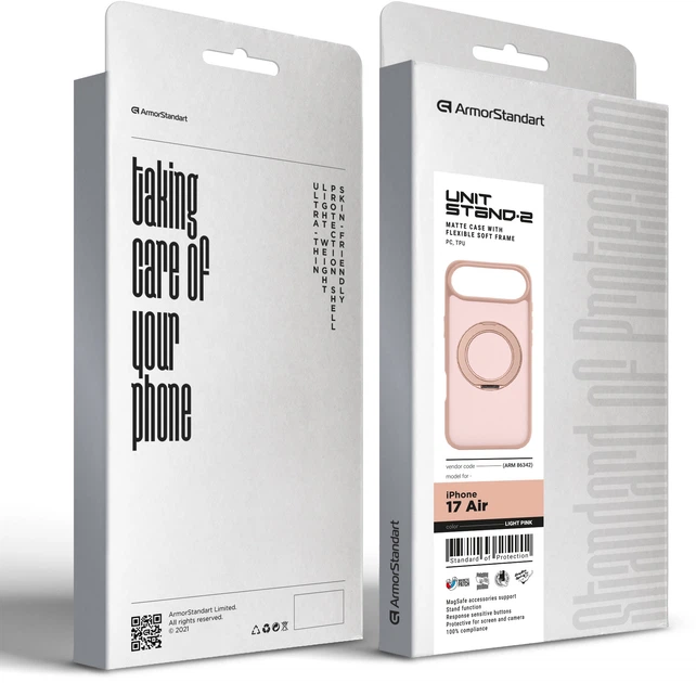 Чохол для смартфона ArmorStandart Unit Stand2 для Apple iPhone Air Light Pink (ARM86342) - зображення 3