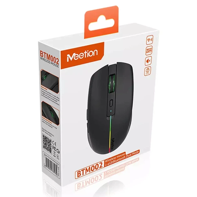 Мишка Meetion BTM002 Wireless/Bluetooth Black (MT-BTM002-A) - Фото 2 Мишка Meetion BTM002 Wireless/Bluetooth Black (MT-BTM002-A) - зображення 2