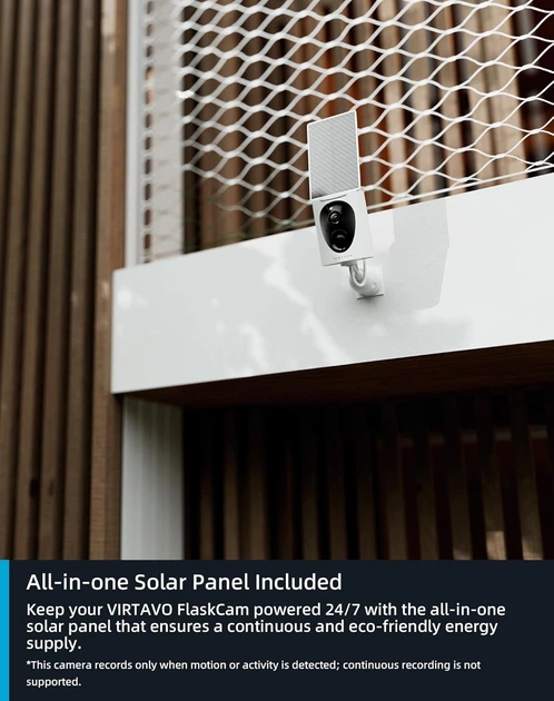 Беспроводные наружные камеры видеонаблюдения virtavo SolarFlask 2K с солнечной батареей - Фото 6 Беспроводные наружные камеры видеонаблюдения virtavo SolarFlask 2K с солнечной батареей - изображение 6