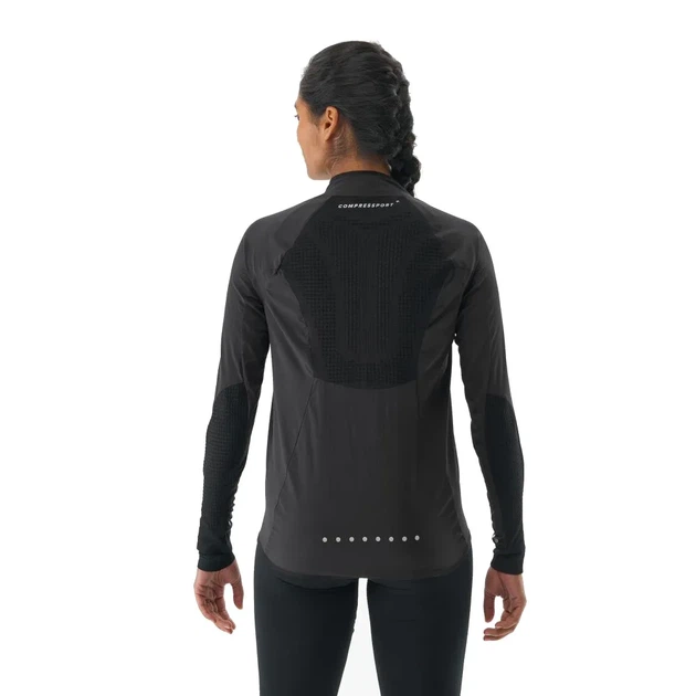 Куртка женская ветровка для бега легкая спортивная ветрозащитная Compressport Hurricane Windproof Jacket Wmn Black S (100078630) - изображение 2