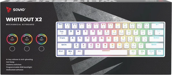 Клавіатура дротова Savio Whiteout X2 Outemu Red USB White (SAVGK-WHITEOUT X2 RED) - зображення 6