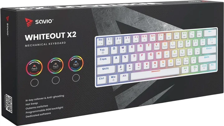 Клавіатура дротова Savio Whiteout X2 Outemu Red USB White (SAVGK-WHITEOUT X2 RED) - зображення 7