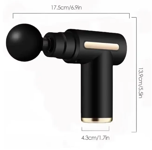 Массажер для тела Massage Gun + 4 перкуссионный насадки, ручной массажер черного цвета - изображение 2