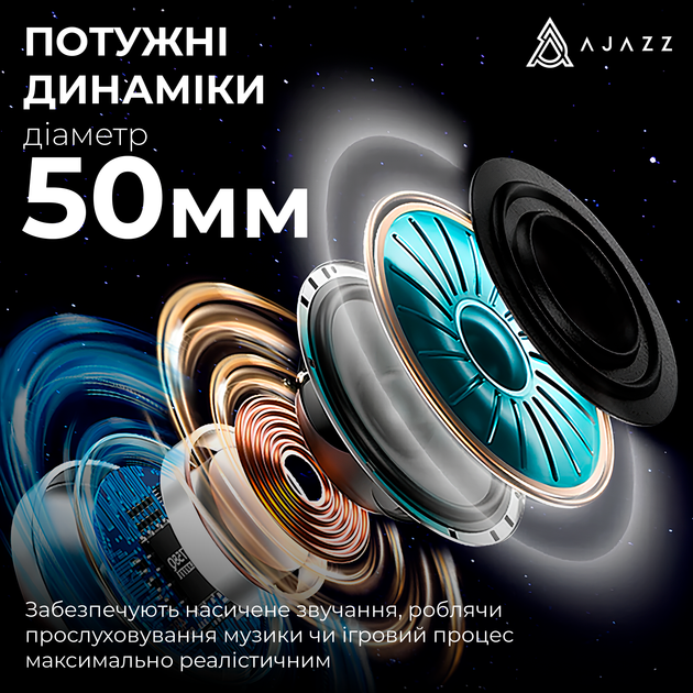 Бездротові ігрові навушники Ajazz AHM09 MAX Black Gray Yellow (AHM09-MAX-BGY) - Фото 11 Бездротові ігрові навушники Ajazz AHM09 MAX Black Gray Yellow (AHM09-MAX-BGY) - зображення 11