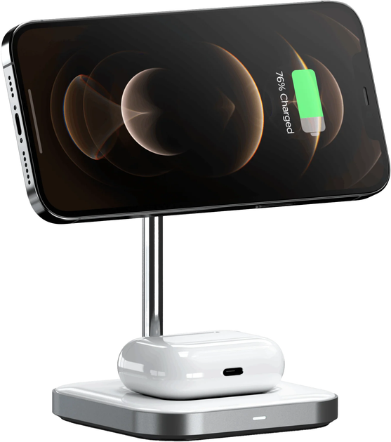 Bezprzewodowa ładowarka Satechi 2-in-1 Magnetic Wireless Charging Stand White (ST-WMCS2M) - obraz 2