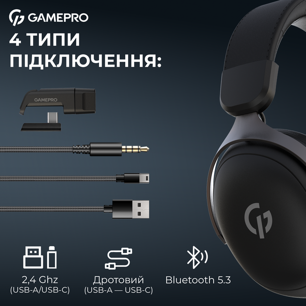 Наушники GamePro Asgard Freya Pro Wireless 7.1 (HSW201B) 4-Mode - Фото 7 Наушники GamePro Asgard Freya Pro Wireless 7.1 (HSW201B) 4-Mode - изображение 7