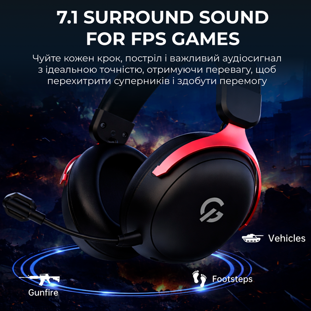 Наушники GamePro Asgard Freya Pro Wireless 7.1 (HSW201BR) 4-Mode - изображение 9