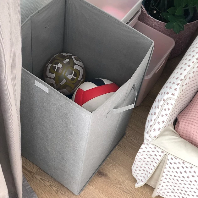Ящик для зберігання текстильний з кришкою MBM HOME TH-02 GRAY сірий - Фото 10 Ящик для зберігання текстильний з кришкою MBM HOME TH-02 GRAY сірий - зображення 10
