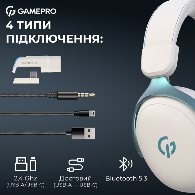Наушники GamePro Asgard Freya Pro Wireless 7.1 (HSW201WB) 4-Mode - Фото 7 Наушники GamePro Asgard Freya Pro Wireless 7.1 (HSW201WB) 4-Mode - изображение 7