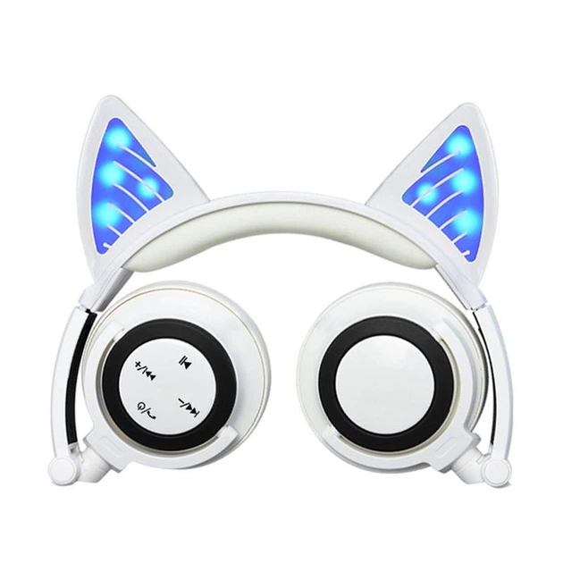 Навушники LINX BL108A Bluetooth навушники з котячої вушками LED Білі (SUN0480) - Фото 1 Навушники LINX BL108A Bluetooth навушники з котячої вушками LED Білі (SUN0480) - зображення 1