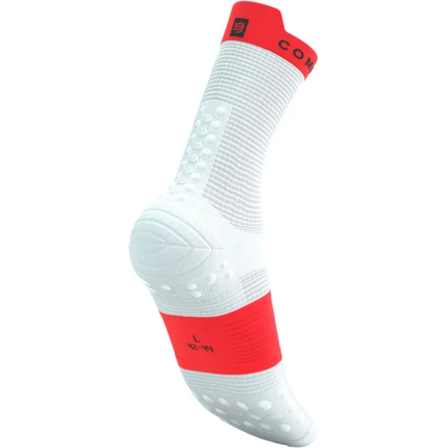 Носки компрессионные высокие Compressport Pro Racing Socks V4.0 Run High White/fluo red L (100077544) - изображение 3