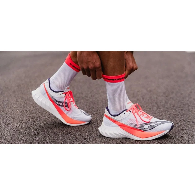 Носки компрессионные высокие Compressport Pro Racing Socks V4.0 Run High White/fluo red L (100077544) - изображение 6