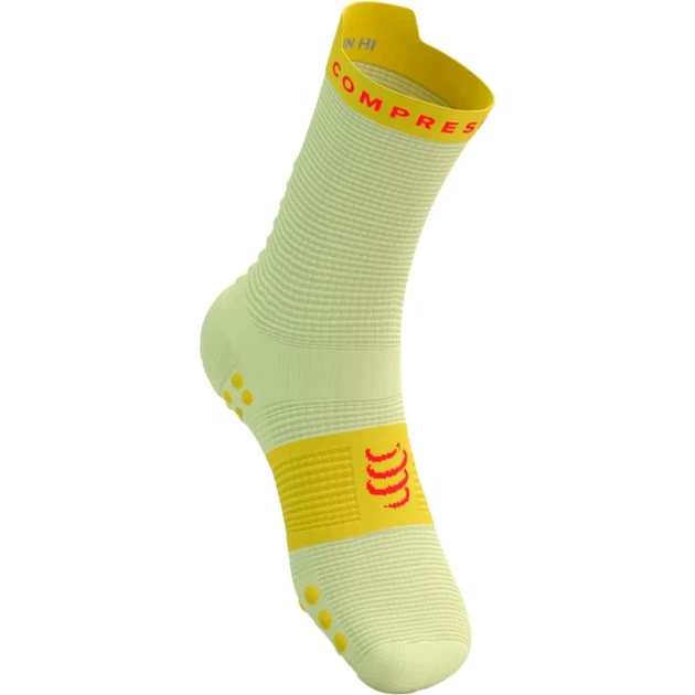 Носки компрессионные высокие Compressport Pro Racing Socks V4.0 Run High Elf yellow/fluo red XL (100077548) - изображение 2