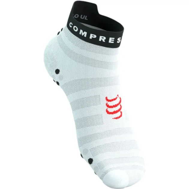 Носки с компрессионным эффектом для триатлона короткие Compressport Pro Racing Socks V4.0 Ultralight Run Low White/fluo red/black L (100081373) - изображение 2