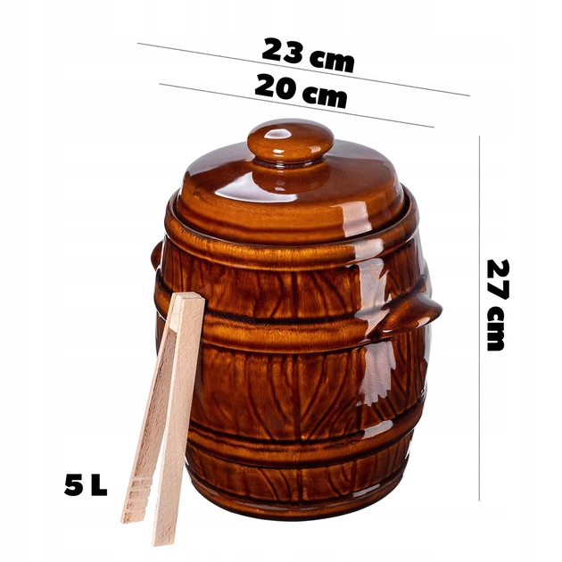 Beczka kamionkowa Kadax Helios z pokrywką 5 l + Szczypce (5903699480038) - obraz 2