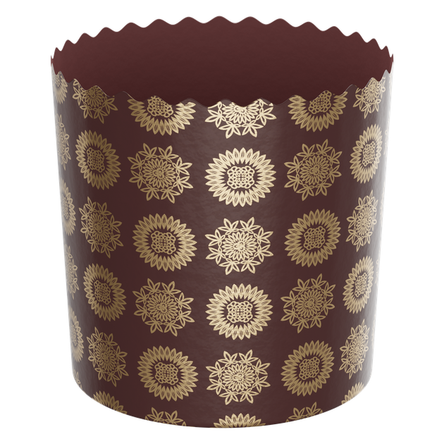 Форма паперова для паски Good Baking 130×85 мм темно-коричнева із золотим візерунком 50 штук - зображення 6